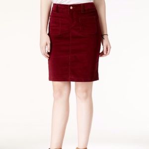 NWOT Celebrity Pink Red Corduroy Pencil Skirt